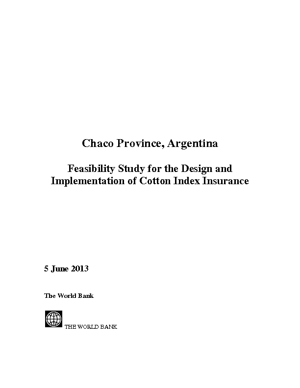 Feasibility study for cotton and livestock index insurance - Argentina 