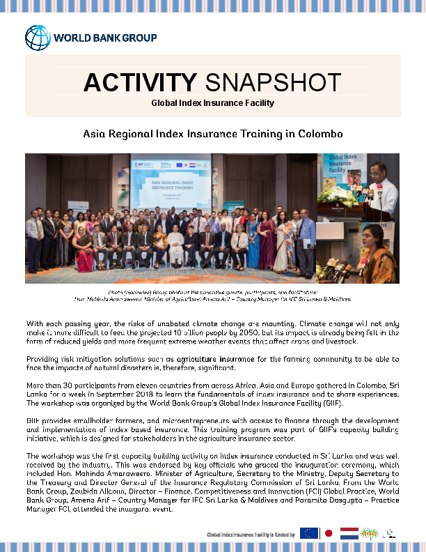 Asia Regional Index Insurance Training in Colombo