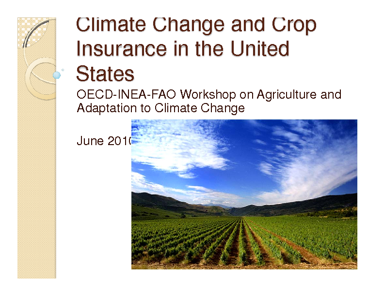 Climate Change and Crop Insurance in the United States