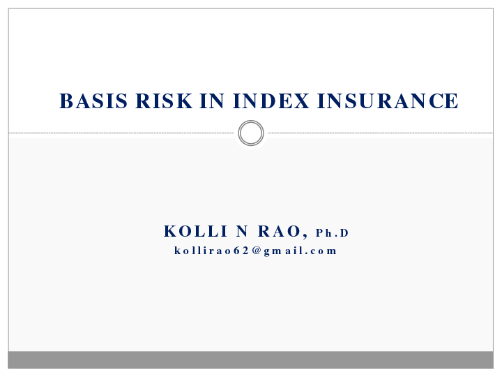 Basis Risk In Index Insurance