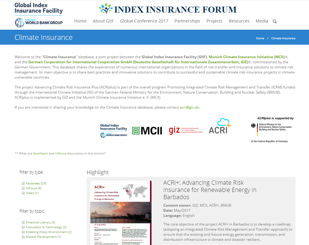 Press Release: New online resource provides comprehensive information on climate risk insurance