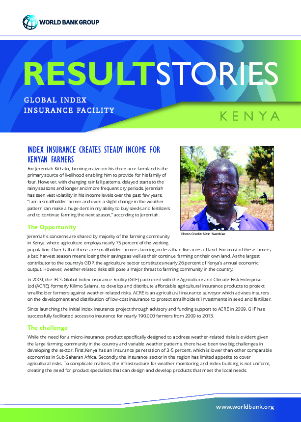 Index Insurance Creates Steady Income for Kenyan Farmers