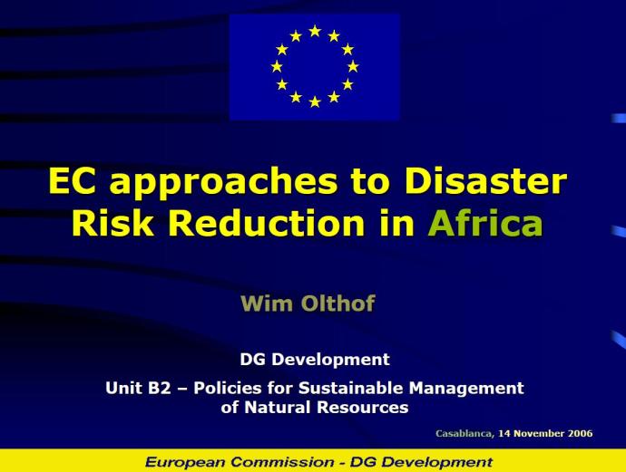 EC approaches to Disaster Risk Reduction in Africa