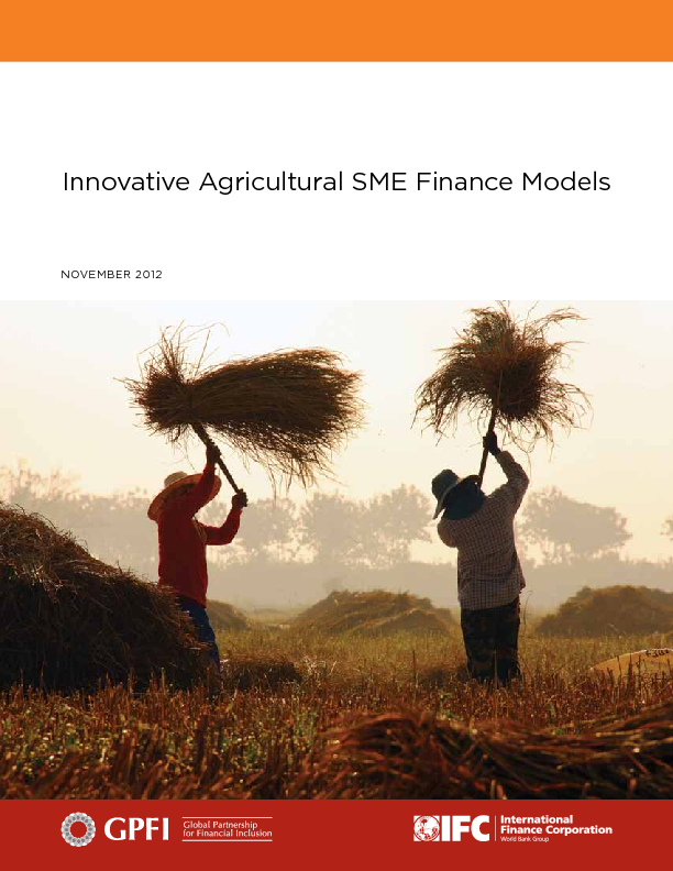 Innovative Agricultural SME Finance Models