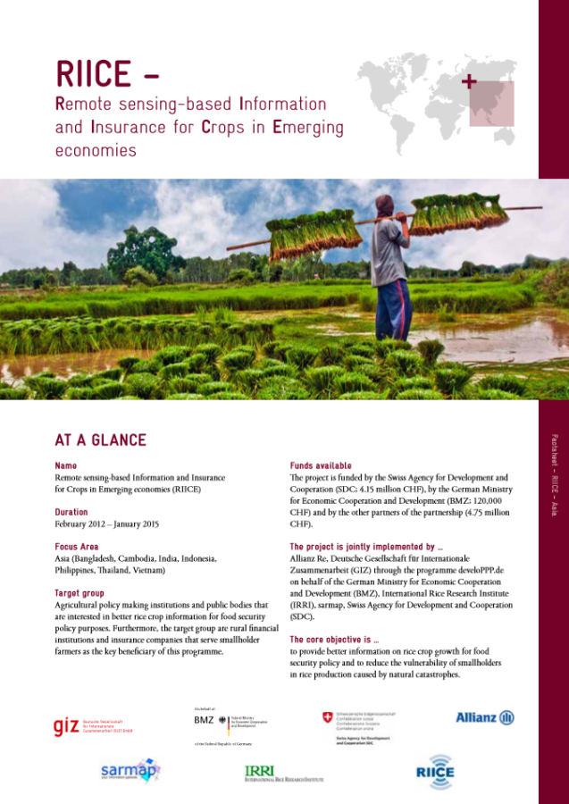 RIICE – Remote sensing-based Information and Insurance for Crops in Emerging economies