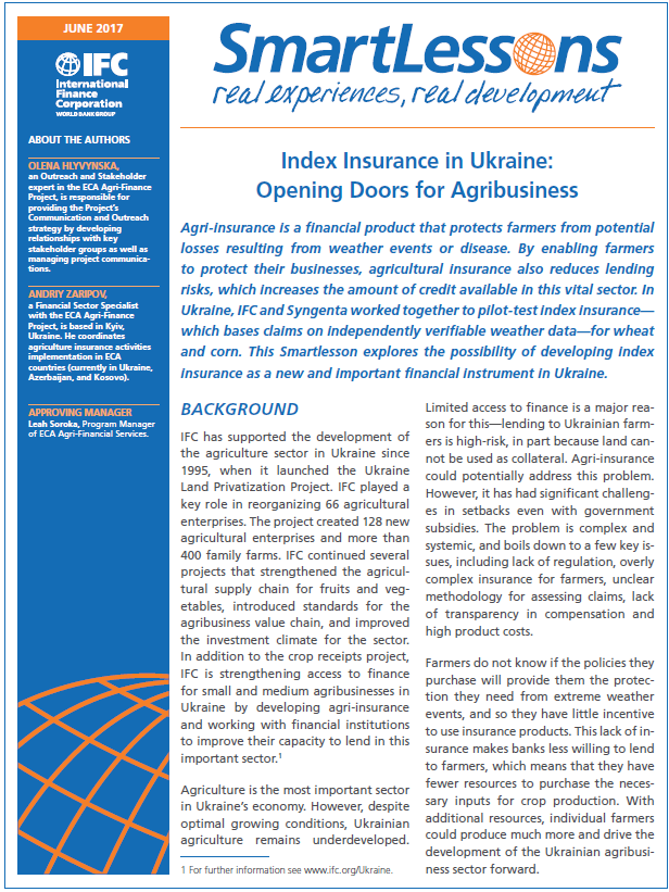 Index Insurance in Ukraine: Opening Doors for Agribusiness